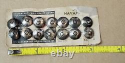 14 Vintage Navajo Indian Arts & Crafts Board Small 3/8 Silver Buttons On Card