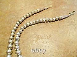 19 Excellent Vintage Navajo Graduated Sterling Silver PEARLS Bead Necklace