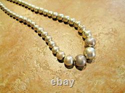 19 Excellent Vintage Navajo Graduated Sterling Silver PEARLS Bead Necklace