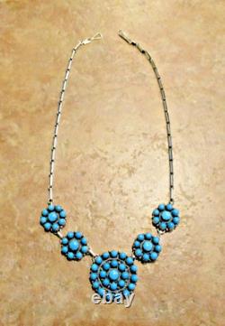 19 MARVELOUS Vintage Navajo Sterling Silver PETIT POINT Turquoise Necklace