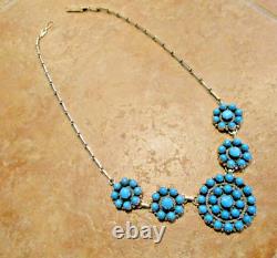 19 MARVELOUS Vintage Navajo Sterling Silver PETIT POINT Turquoise Necklace