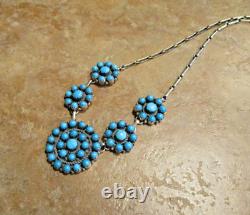 19 MARVELOUS Vintage Navajo Sterling Silver PETIT POINT Turquoise Necklace