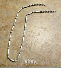 28 OLDER Vintage Navajo Sterling ALTERNATING DESIGN Bead Necklace on Rope