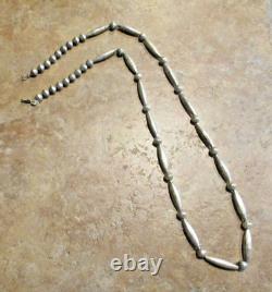 28 OLDER Vintage Navajo Sterling ALTERNATING DESIGN Bead Necklace on Rope