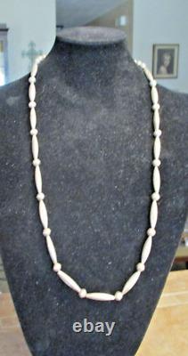 28 OLDER Vintage Navajo Sterling ALTERNATING DESIGN Bead Necklace on Rope