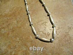 28 OLDER Vintage Navajo Sterling ALTERNATING DESIGN Bead Necklace on Rope