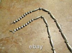 28 OLDER Vintage Navajo Sterling ALTERNATING DESIGN Bead Necklace on Rope