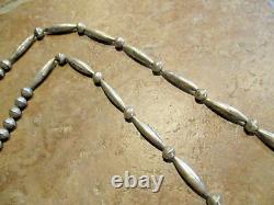 28 OLDER Vintage Navajo Sterling ALTERNATING DESIGN Bead Necklace on Rope