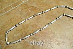 28 OLDER Vintage Navajo Sterling ALTERNATING DESIGN Bead Necklace on Rope