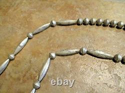 28 OLDER Vintage Navajo Sterling ALTERNATING DESIGN Bead Necklace on Rope