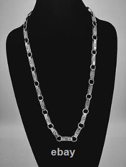 30 Vintage Navajo Pueblo Handmade Sterl Silver Link Chain Necklace Stamped 72g