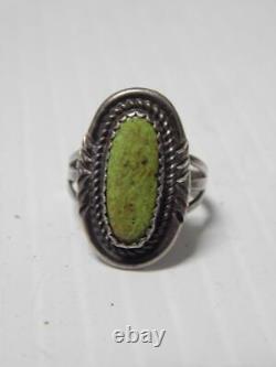 ANTIQUE / VINTAGE NAVAJO INDIAN STERLING SILVER TURQUOISE RING sz 5 3/8 A+GIFT