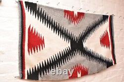 ATQ Navajo Rug Textile Native American Indian 36x22 Eye Dazzler Weaving Vintage