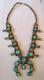 Authentic American Indian Old Pawn Squash Blossom 27 Turquoise Necklace