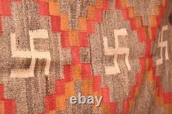 Antique LARGE Navajo Rug native American Indian Crystal Whirling Logs 62x47 VTG