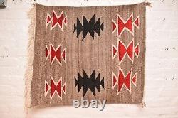 Antique Navajo Rug Textile Native American Indian 33x28 Weaving Vintage