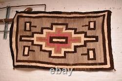 Antique Navajo Rug Textile Native American Indian 61x37 LARGE Vintage Weaving