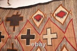 Antique Navajo Rug Textile Native American Indian 62x37 LARGE Vintage Weaving