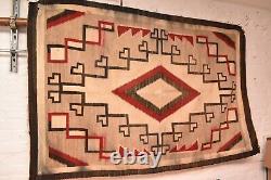 Antique Navajo Rug Textile Native American Indian 72x49 Ganado LARGE Vintage