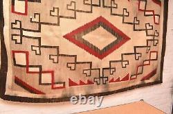 Antique Navajo Rug Textile Native American Indian 72x49 Ganado LARGE Vintage