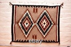 Antique Navajo Rug Textile Native American Indian Diamond 29x22 Weaving Vintage