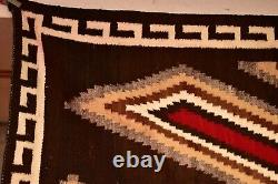 Antique Navajo Rug Textile Native American Indian LARGE 63x42 Weaving Vintage