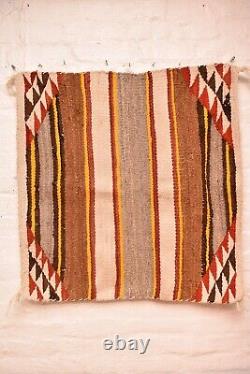 Antique Navajo Rug native American Indian Striped Saddle Blanket 31x30 Vintage