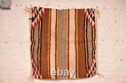 Antique Navajo Rug native American Indian Striped Saddle Blanket 31x30 Vintage