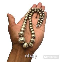 Authentic Vintage Native American Navajo Sterling Silver Bead Necklace