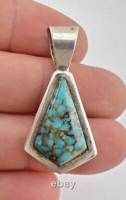 Christin Wolf Navajo Sterling Silver Spiderweb Indian Mountain Turquoise Pendant