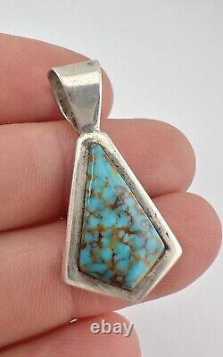 Christin Wolf Navajo Sterling Silver Spiderweb Indian Mountain Turquoise Pendant