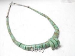 Fine Vintage 15 3/4 Navajo Indian Sterling Silver Turquoise Heishi Necklace