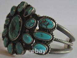 Gorgeous Wide Vintage Navajo Indian Silver Multi Turquoise Cuff Bracelet