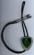 Great Vintage Navajo Indian Silver Large Green Variscite Or Turquoise Bolo Tie