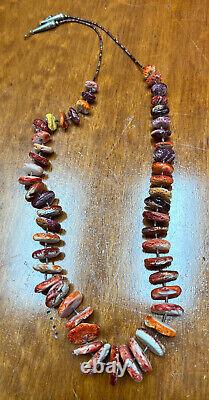 LARGE VINTAGE NAVAJO INDIAN SLICED SHELL and HEISHI NECKLACE 32 long UNUSUAL
