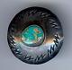 Large Vintage Navajo Indian Stamped Silver Turquoise Button