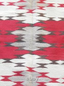 Lrg Antique / Vintage Navajo Indian Crystal Rug / Weaving Lots Of Red Nice