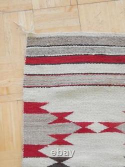 Lrg Antique / Vintage Navajo Indian Crystal Rug / Weaving Lots Of Red Nice