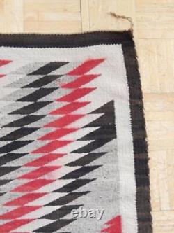 Lrg Antique / Vintage Navajo Indian Dazzler Rug / Weaving Lots Of Red