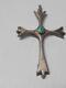 Lrg Old Heavy Vintage Navajo Indian Sterling Silver Turquoise Cross 4 Necklace