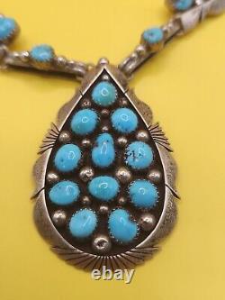 Native American Indian KENNETH JONES STERLING SILVER TURQUOISE NECKLACE Vintage