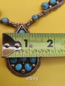 Native American Indian KENNETH JONES STERLING SILVER TURQUOISE NECKLACE Vintage