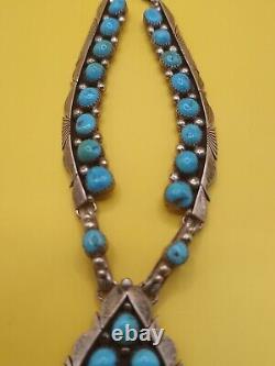 Native American Indian KENNETH JONES STERLING SILVER TURQUOISE NECKLACE Vintage