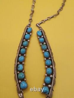 Native American Indian KENNETH JONES STERLING SILVER TURQUOISE NECKLACE Vintage