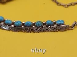 Native American Indian KENNETH JONES STERLING SILVER TURQUOISE NECKLACE Vintage