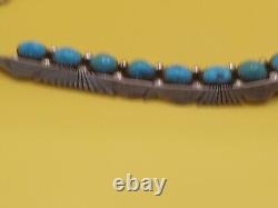 Native American Indian KENNETH JONES STERLING SILVER TURQUOISE NECKLACE Vintage