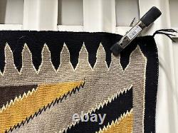 Navajo Rug Native American Indian Eye Dazzler 48x33 Textile Weaving VTG