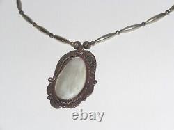 Necklace Sterling Silver Navajo Indian Old Pawn MOP Jewelry Vintage (599P)