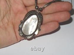 Necklace Sterling Silver Navajo Indian Old Pawn MOP Jewelry Vintage (599P)