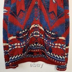 Ralph Lauren Cardigan Vintage Southwestern Knit Jacket Indian Navajo Sweater XL